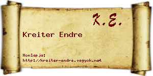 Kreiter Endre névjegykártya